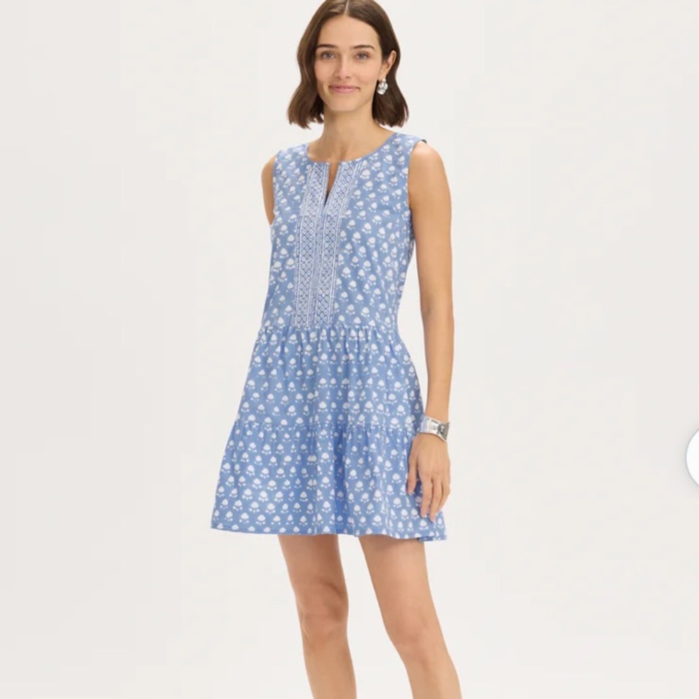 Block Print Flounce Dress